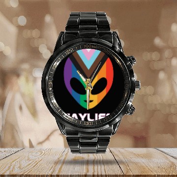 Discover Gaylien aka Gay Alien Calendar Steel Band Watch