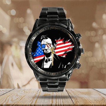 Discover Merica Lincoln President Independence Day Party Calendar Steel Band Watch