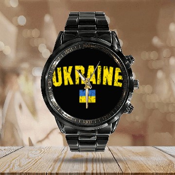 Discover Ukraine Flag Ukraine Calendar Steel Band Watch