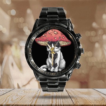 Discover Cute Cat Mushroom Decoration LGBTQIA+ Pride LGBT Calendar Steel Band Watch