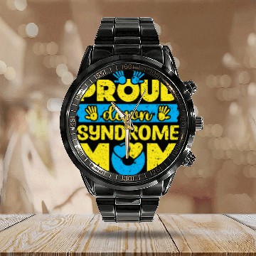 Discover Down Syndrome Awareness Mom T21 World Down Calendar Steel Band Watch