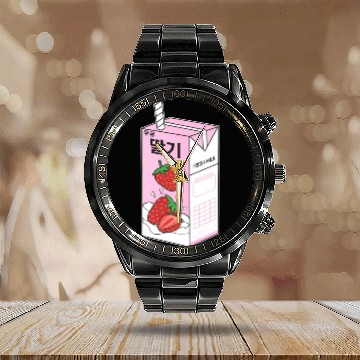 Discover K Pop Strawberry Milk Drink Korea Kpop Korean Calendar Steel Band Watch