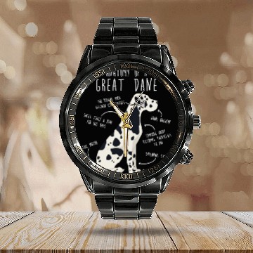 Discover Harlequin Great Dane Dog Anatomy Calendar Steel Band Watch