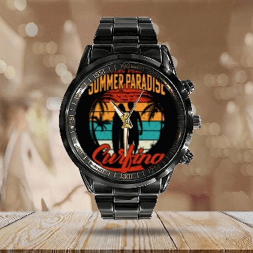 Discover surfing Calendar Steel Band Watch - summer paradise