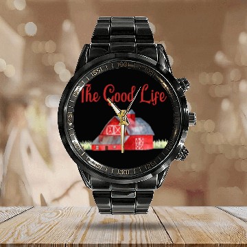 Discover Red Barn Farmer The Good Life Farming Design Calendar Steel Band Watch