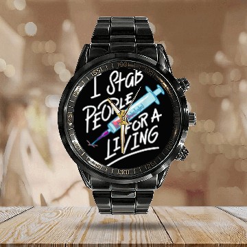 Discover Nurse I Stab People For A Living Needle Nurse Calendar Steel Band Watch