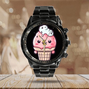 Discover Embrace the Sweetness of our Cute Soft Ice Cream Calendar Steel Band Watch
