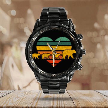 Discover Mama Bear Three Cubs Heart Mothers Day Calendar Steel Band Watch