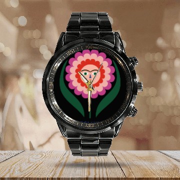 Discover Frida Kahlo Colorful Flower Feminist Mexican Calendar Steel Band Watch