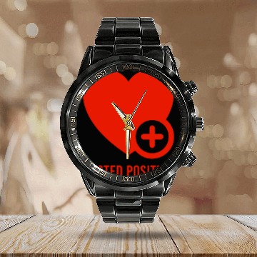 Discover Love Tested Positive For Valentines Day Lovers Calendar Steel Band Watch