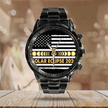 Discover Total Solar Eclipse 2024 Totality Phases Us Calendar Steel Band Watch
