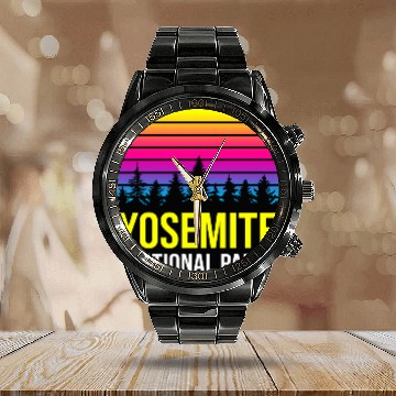 Discover Yosemite National Park Calendar Steel Band Watch
