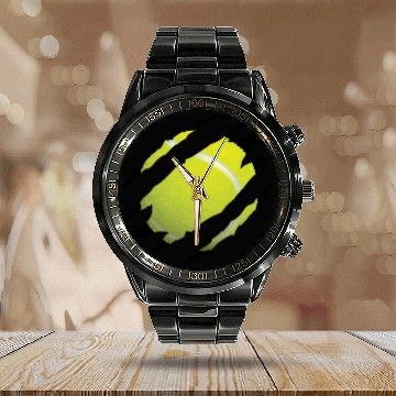 Discover Player And Coach Tennis Tennis Ball Inside Calendar Steel Band Watch