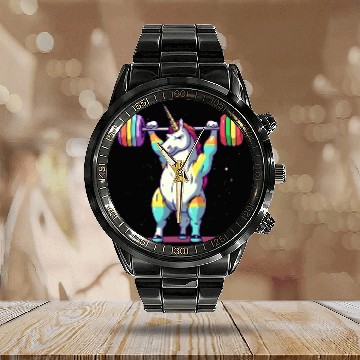 Discover Unicorn Weighlifting Calendar Steel Band Watch