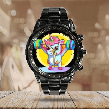 Discover Unicorn Weighlifting Calendar Steel Band Watch