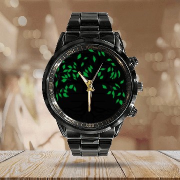 Discover Yggdrasil the tree of life with nameplate Calendar Steel Band Watch