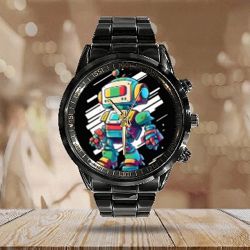 Discover Robot Robotics Best Cute Humorous Technology Calendar Steel Band Watch