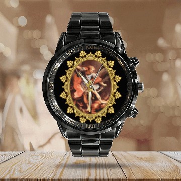 Discover St. Michael the Archangel Icon Dragon Catholic Ang Calendar Steel Band Watch