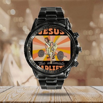 Discover Jesus The Ultimate Deadlifter Christian Gym Calendar Steel Band Watch
