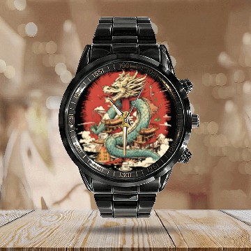 Discover Sushi Dragon Japanesse Kawaii Calendar Steel Band Watch