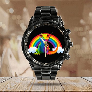 Discover Gay Pride Gecko Calendar Steel Band Watch
