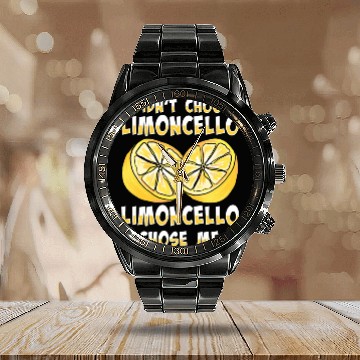 Discover Italian Limoncello Lover Lemon Liquor Drinker Calendar Steel Band Watch