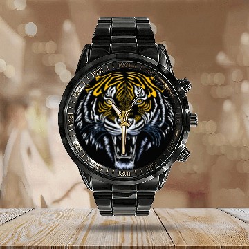 Discover Tribal Tiger Calendar Steel Band Watch