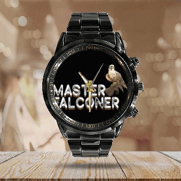 Discover Falconry Bird Falcon Hunting Falconer Calendar Steel Band Watch