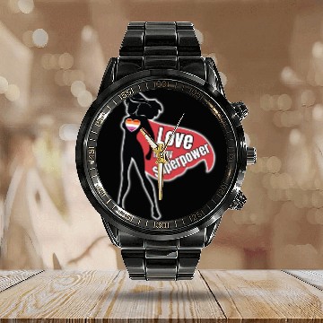 Discover LGBTQ Lesbian Superhero, Love Is My Superpower Calendar Steel Band Watch