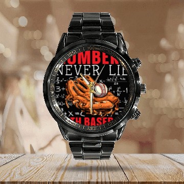 Discover Baseball Math Lover Mathematician Baseball Player Calendar Steel Band Watch