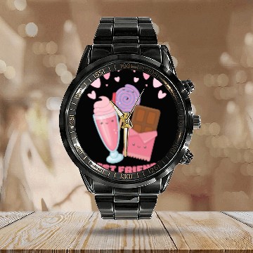 Discover Cute Best Friends Lollipop Ice cream And Chocolate Calendar Steel Band Watch