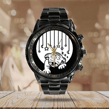 Discover Cute Tiger Cub Sleeping Calendar Steel Band Watch