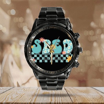 Discover Sped Teacher Calendar Steel Band Watch