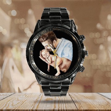 Discover Father's Day Reflections - Heartwarming Art Calendar Steel Band Watch