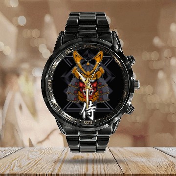 Discover Samurai oni mask warrior Demon Bushido Knight Calendar Steel Band Watch