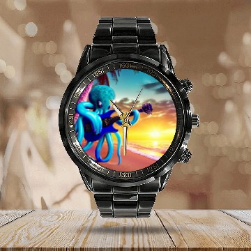 Discover Octopus Playing Guitar Calendar Steel Band Watch