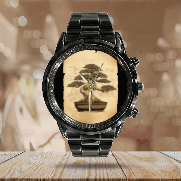 Discover bonsai Japanese Art Calendar Steel Band Watch