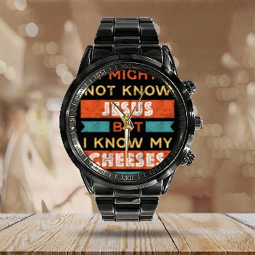 Discover Cheese Lover yellow Calendar Steel Band Watch