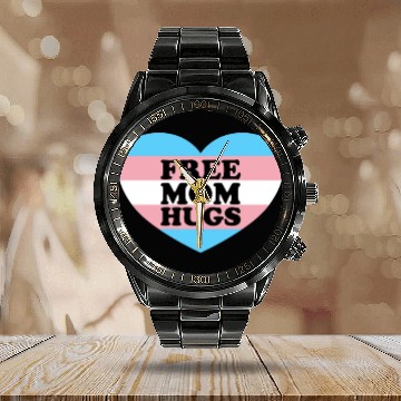 Discover Free Mom Hugs Trans Flag LGBTQ Transgendertransgen Calendar Steel Band Watch