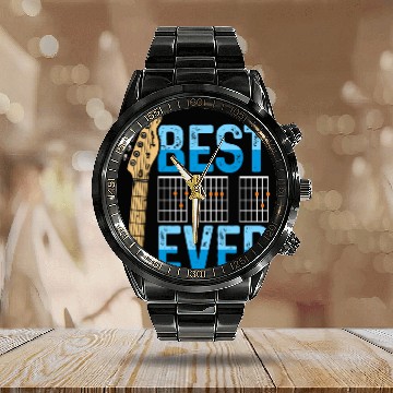 Discover Best Dad Ever Guitarist Father Guitar Musician Calendar Steel Band Watch
