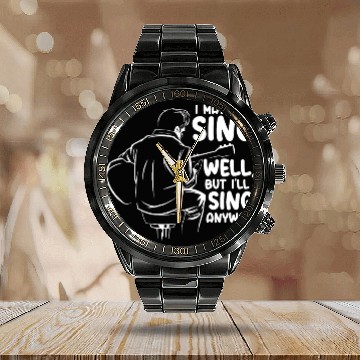 Discover I May Not Sing Well Guitar Silhouette Guitarist Calendar Steel Band Watch