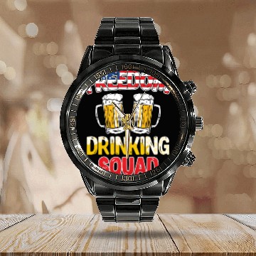Discover Freedom Drinking Squad USA Party Independence Day Calendar Steel Band Watch