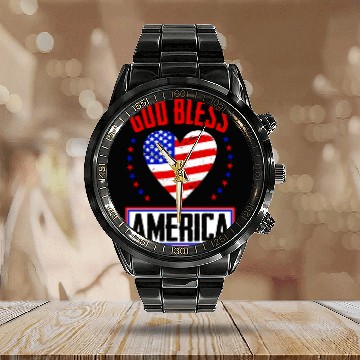 Discover God Bless America Independence Day USA Patriot Calendar Steel Band Watch