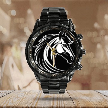Discover Horse Equine Pony Calendar Steel Band Watch