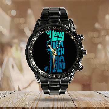 Discover Lbi Long Beach Island Type Calendar Steel Band Watch