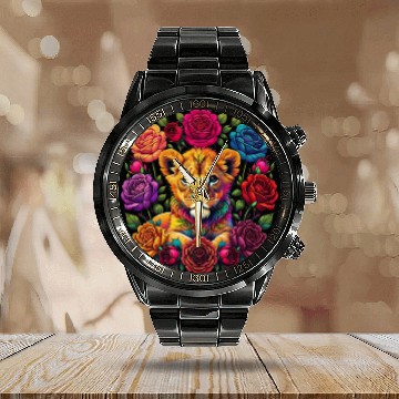 Discover Floral Serenity: A Lion Cub's Innocence Calendar Steel Band Watch