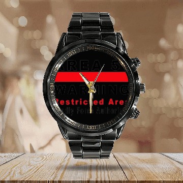 Discover Area 51 Warning Sign Calendar Steel Band Watch