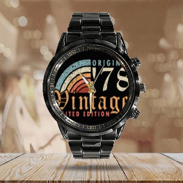 Discover 1978 vintage born vintage retro birthday Calendar Steel Band Watch