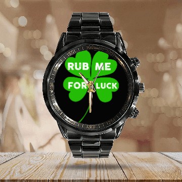 Discover Saint Patrick Rub Me For Luck aesthetic retro Calendar Steel Band Watch
