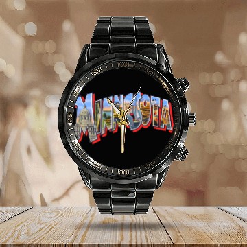 Discover Minnesota Mn Calendar Steel Band Watch